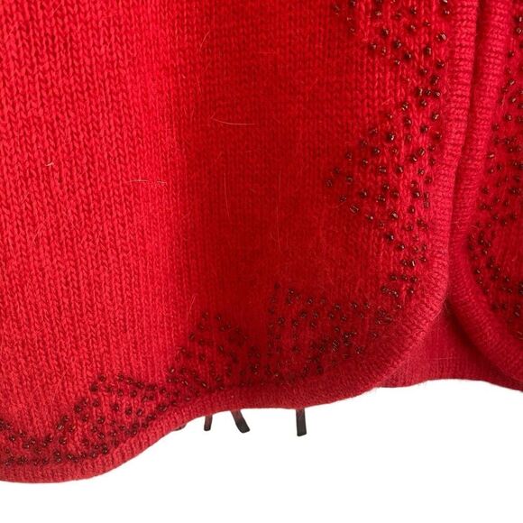 New Pierre Cardin Sweater Women's Extra Large Red Cardigan Beaded NWOT - Picture 3 of 5